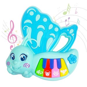 Mini Butterfly Piano Toy for Kids and Toddlers with 7 Keys and 6 Modes - The Cute Musical Instrument with Animal Sounds, Colorful Lights